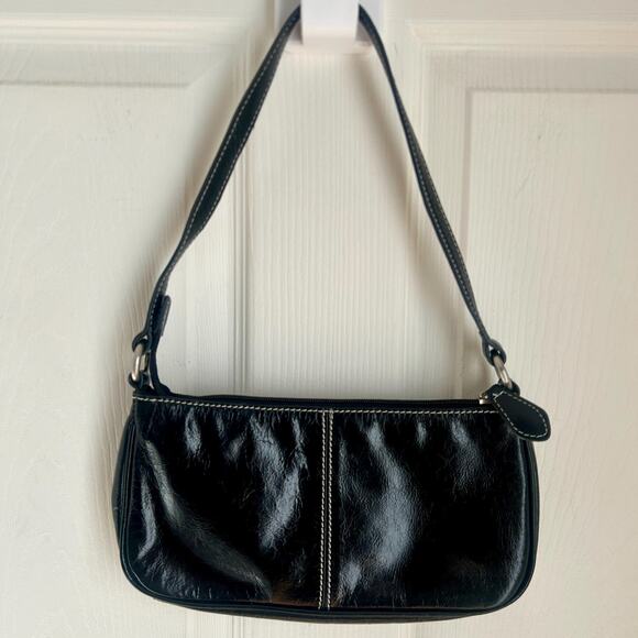 Vintage Y2K Wilson's Leather Mini Black Leather Shoulder Bag | Early 2000s Style - Picture 1 of 7